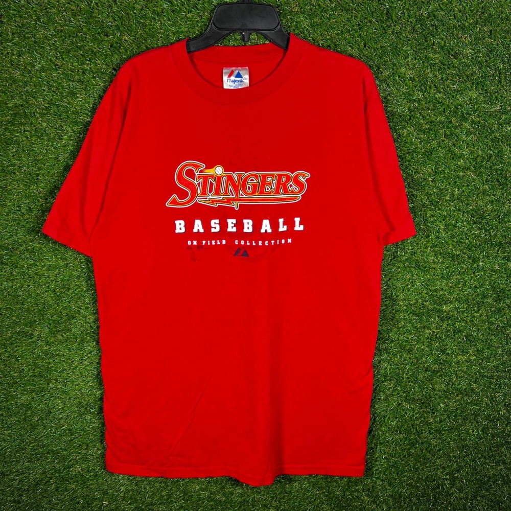 Majestic Stingers Baseball On Field Collection Red Graphic T-Shirt Mens Large
